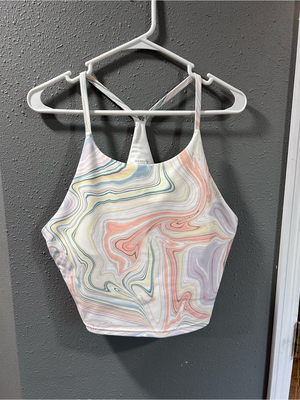 Old Navy Active Marbled Top with Built in Bra and Removable Padding